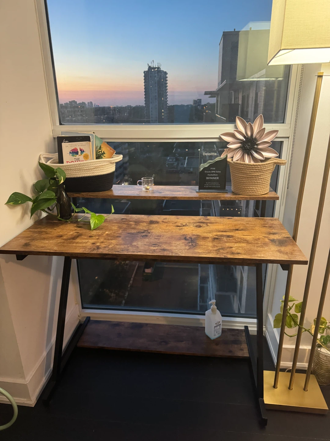 Rustic Wood Top Desk with Metal Frame