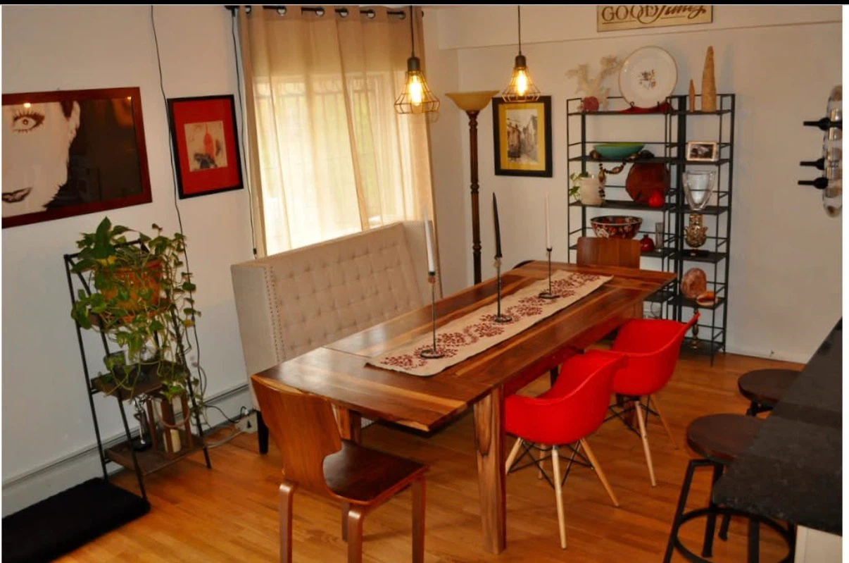 Wooden Dining Table with Natural Wood Grain