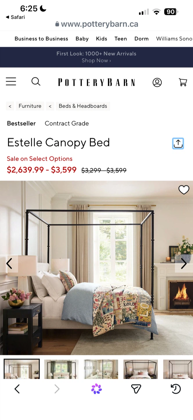 Black Canopy bed and Bamboo Mattress (King) - photo 2