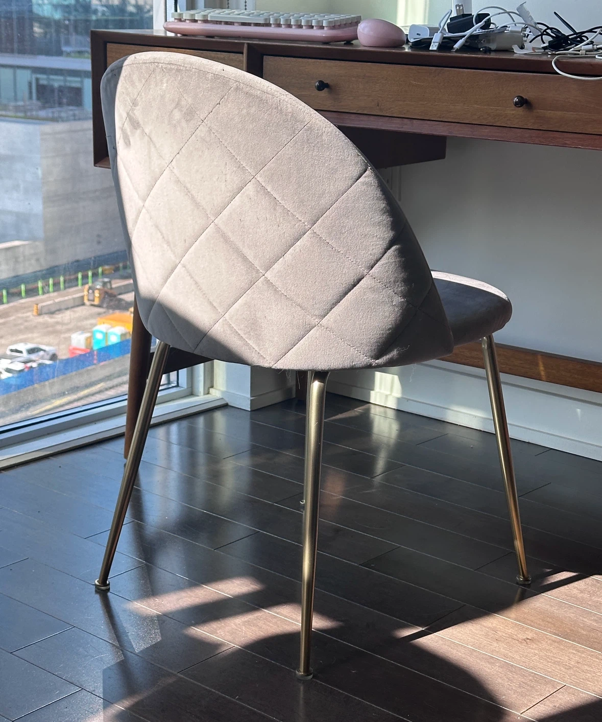 Structube Grey Chair with Gold Legs