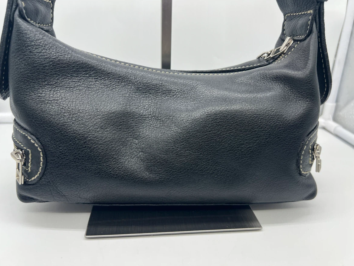 ROOTS VINTAGE Y2K Black Leather Zip Small Baguette Shoulder Bag - photo 4