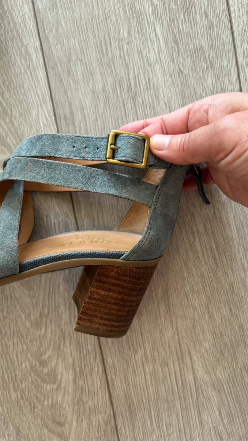 Franco Sarto Blue Suede Block Heel Sandals - photo 4