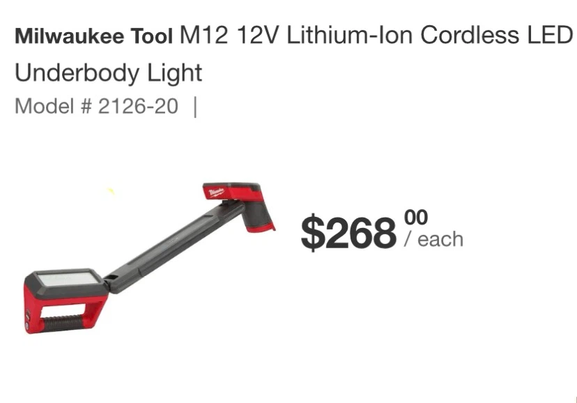 Milwaukee M12 12V Cordless LED Underbody Light 2126-20 - photo 2
