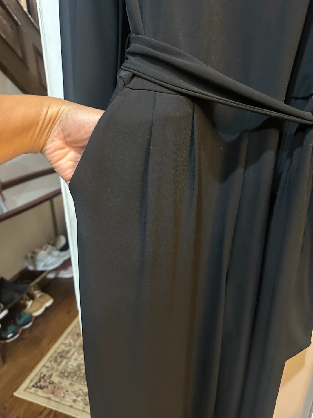 Lisa Rinna Collection Black Jumpsuit with Tie Waist - photo 3