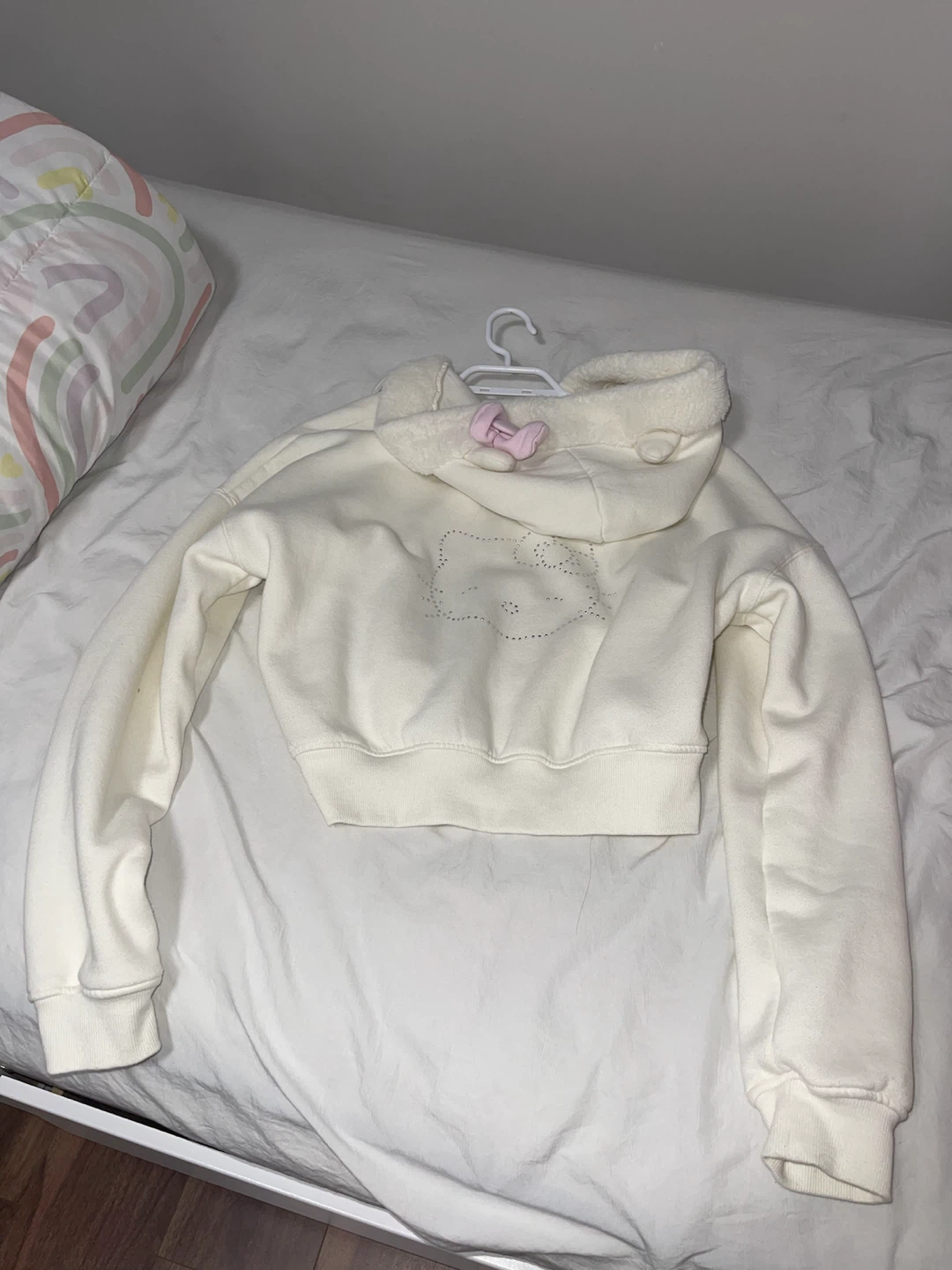 White Cropped Zip-Up Hoodie - photo 2