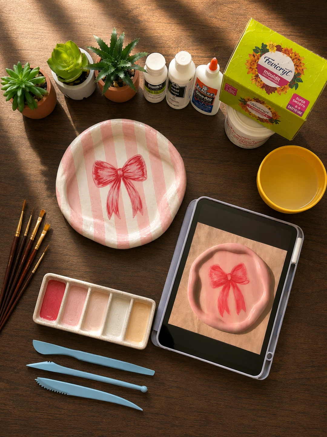 Handmade Pink Bow Trinket Tray | Vanity Decor | Jewellery Tray - photo 2