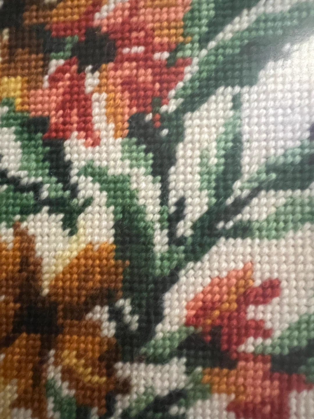 Vintage Framed Floral Needlepoint Wall Art - photo 3