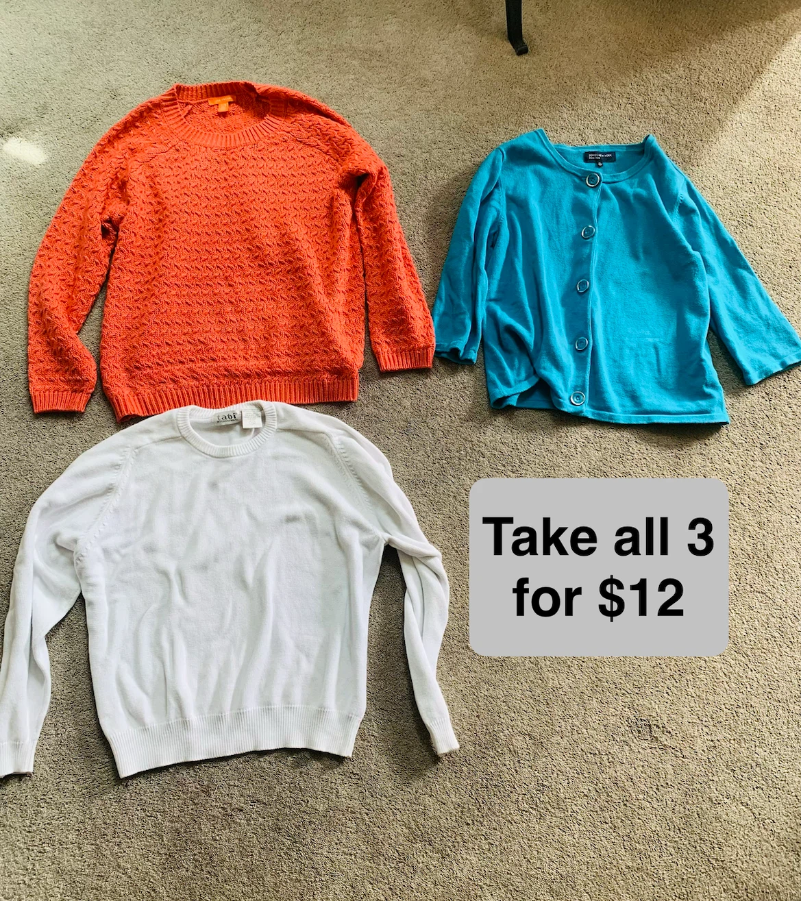 3 Ladies Sweater / Cardigan (XL) for $12