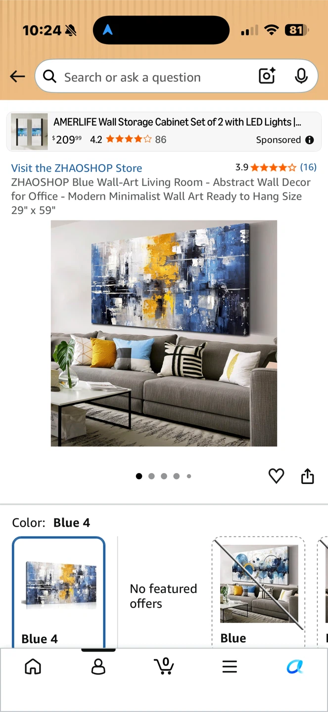 ZHAOSHOP Blue Wall-Art Living Room - Abstract Wall Decor - photo 3