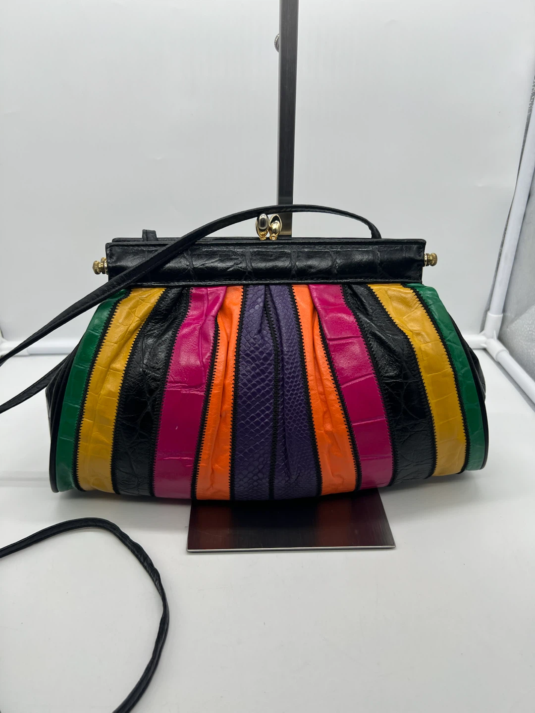 Z.K. LEATHER GOODS VINTAGE Multicolor BlackLeather Crossbody Bag