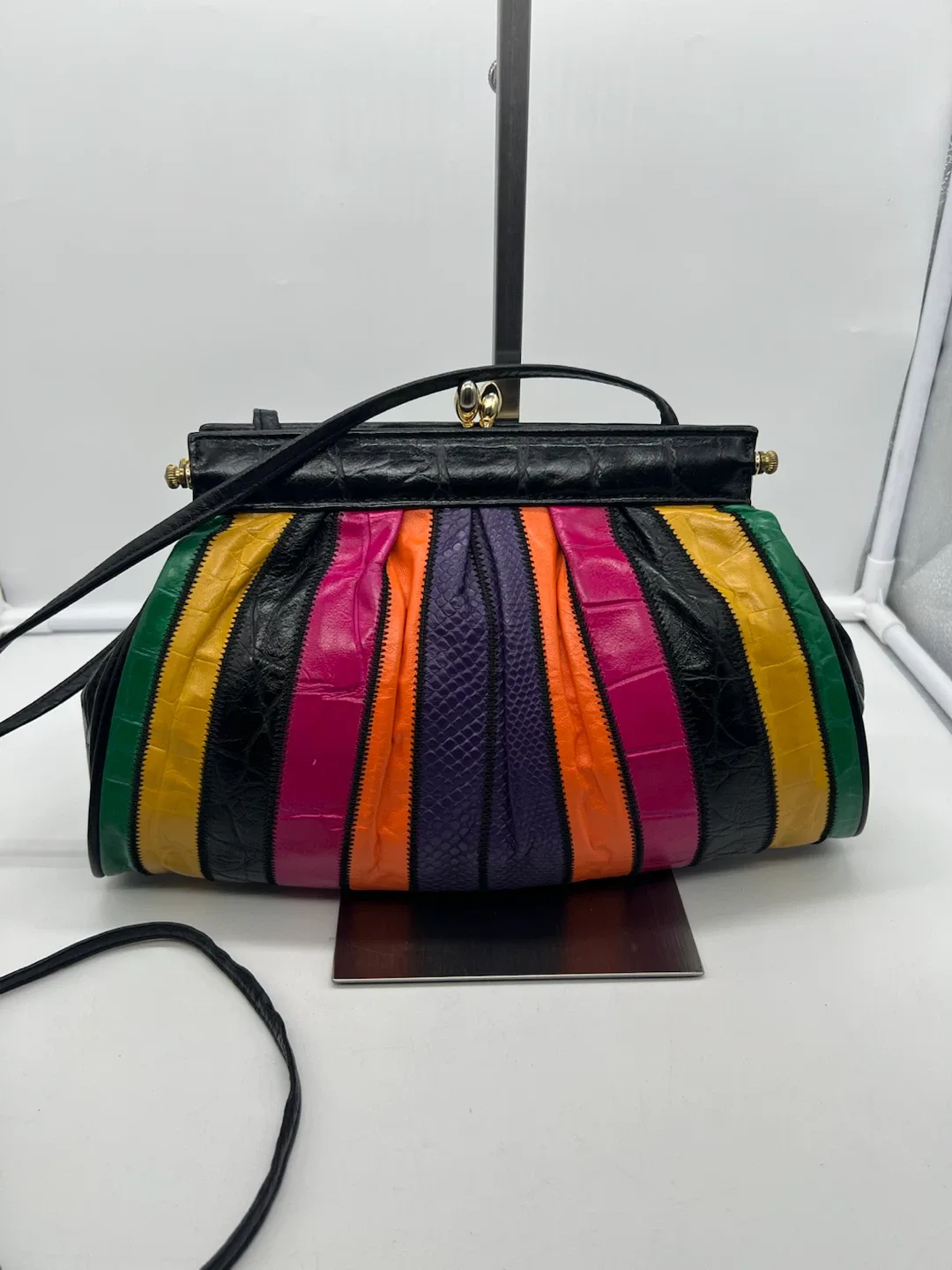 Z.K. LEATHER GOODS VINTAGE Multicolor BlackLeather Crossbody Bag