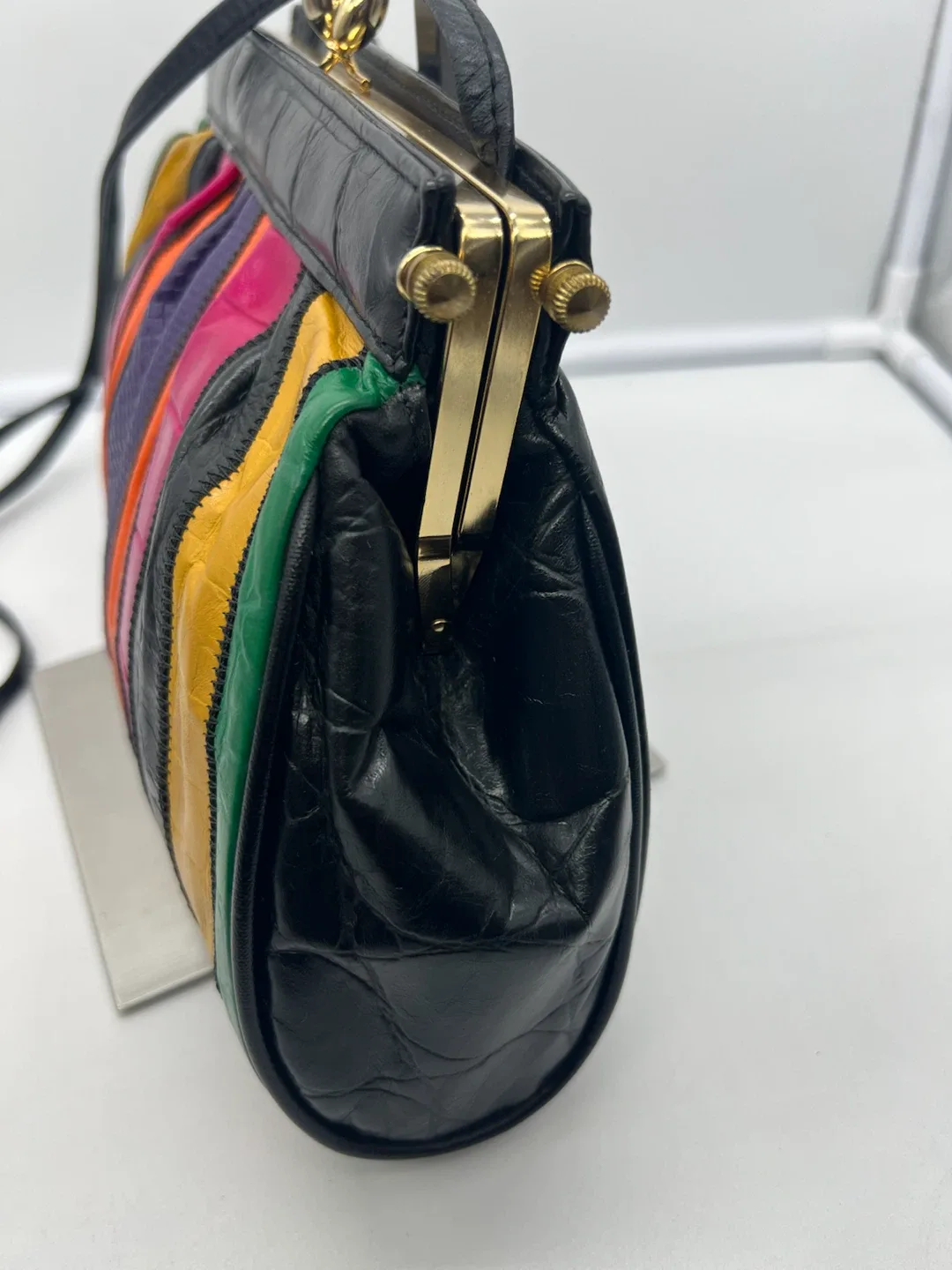 Z.K. LEATHER GOODS VINTAGE Multicolor BlackLeather Crossbody Bag - photo 3