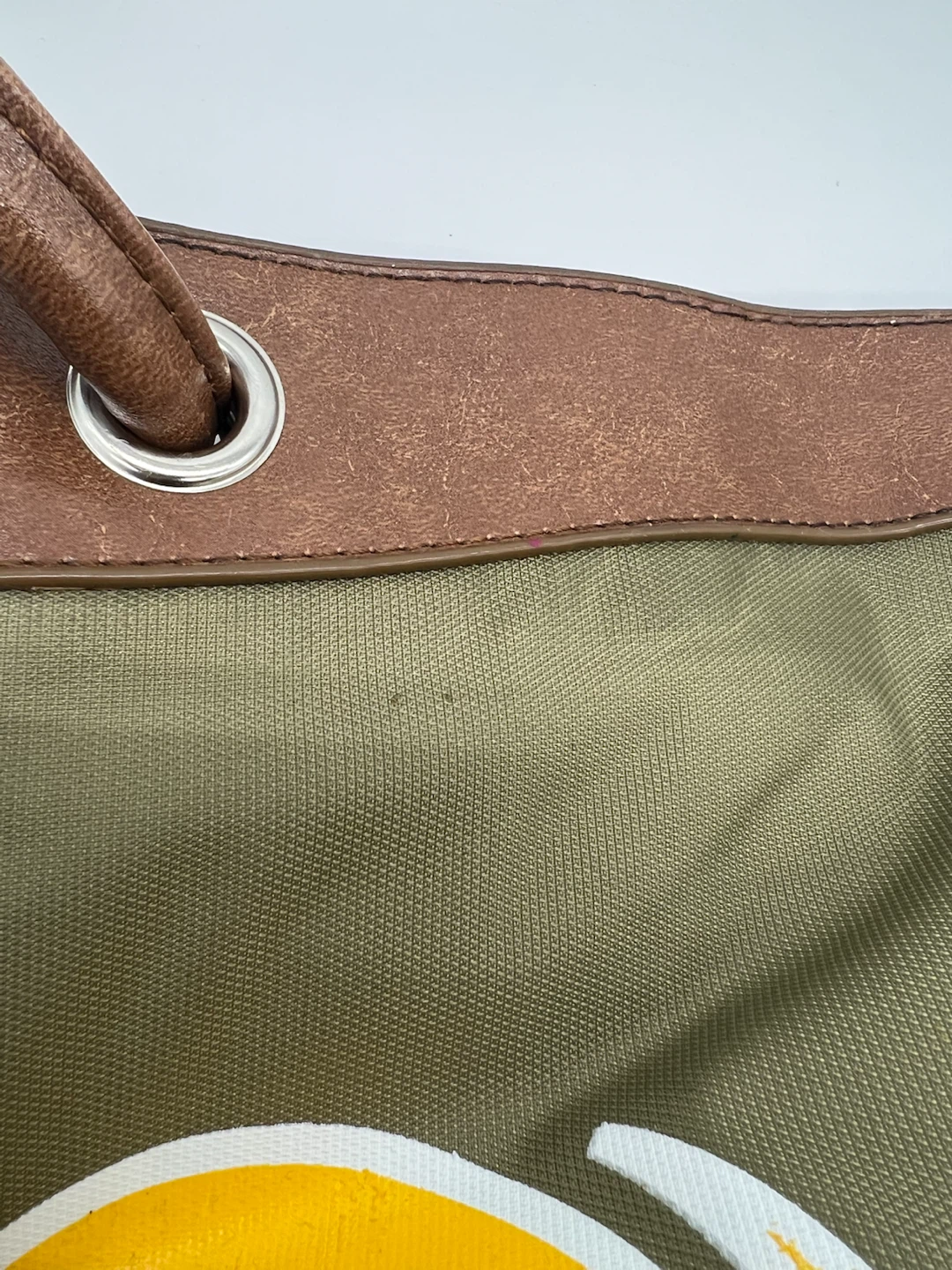 DOBBY DANA 2004 VINTAGE Graphic Design Khaki Brown Shoulder Tote - photo 3