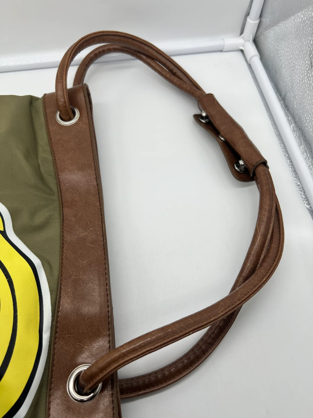 DOBBY DANA 2004 VINTAGE Graphic Design Khaki Brown Shoulder Tote - photo 5