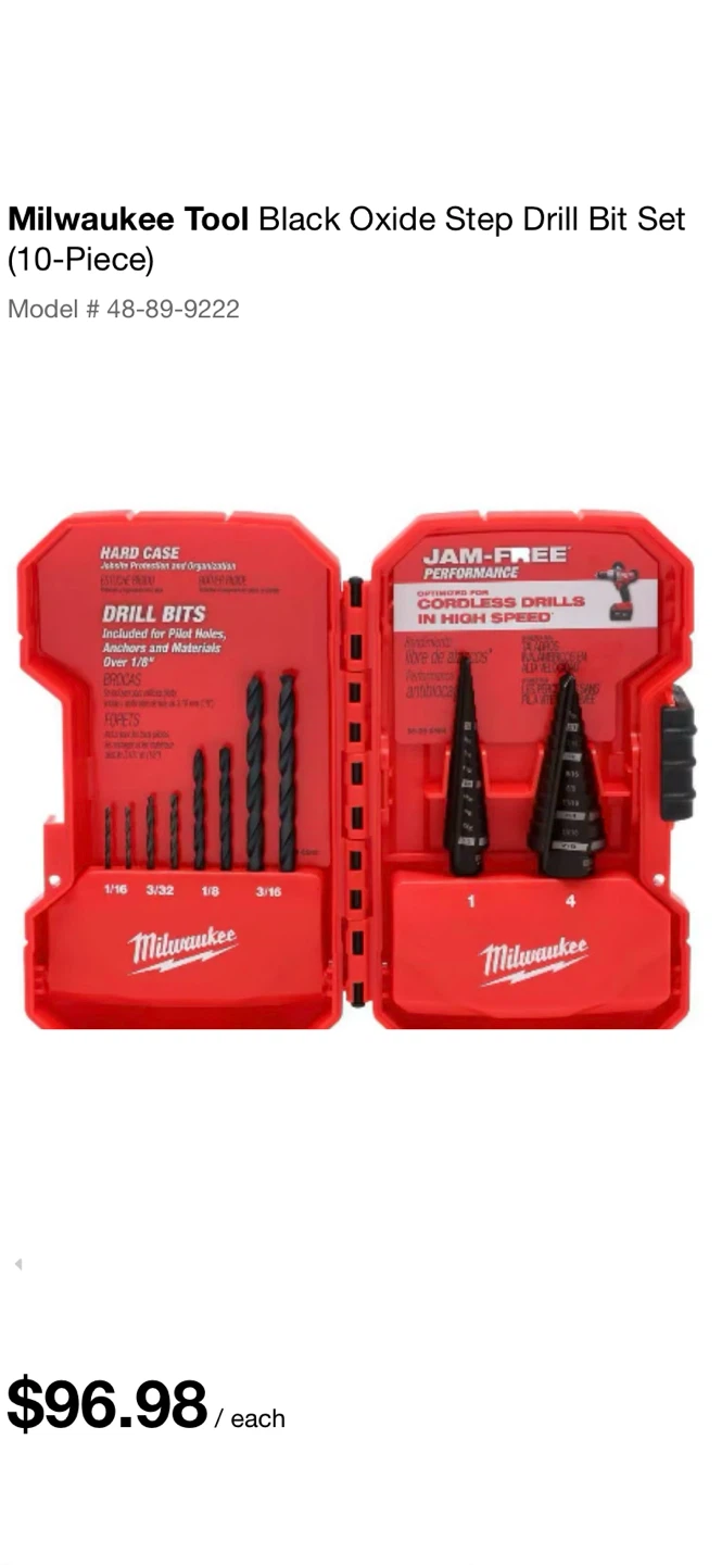 Milwaukee 10-Piece Black Oxide Step Drill Bit Set - photo 2