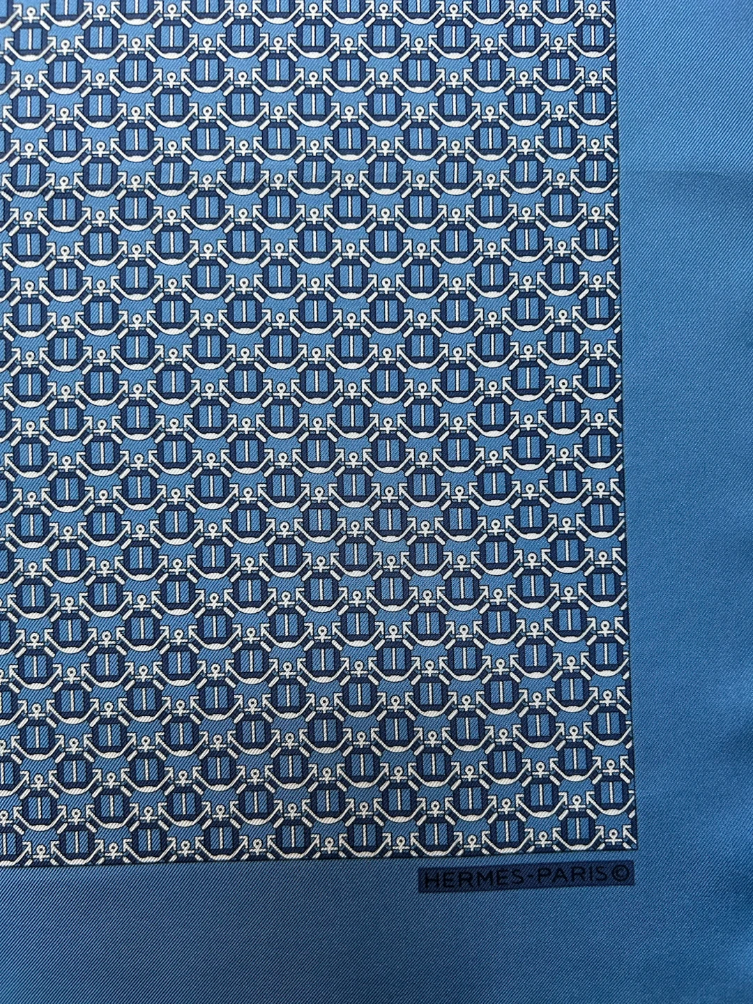 Hermes Paris Silk Scarf Blue Anchor Print - photo 2