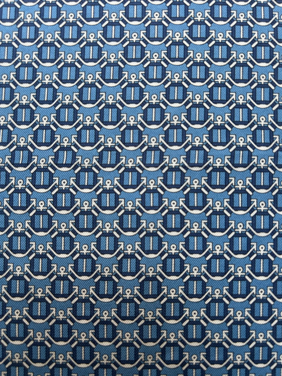 Hermes Paris Silk Scarf Blue Anchor Print - photo 3