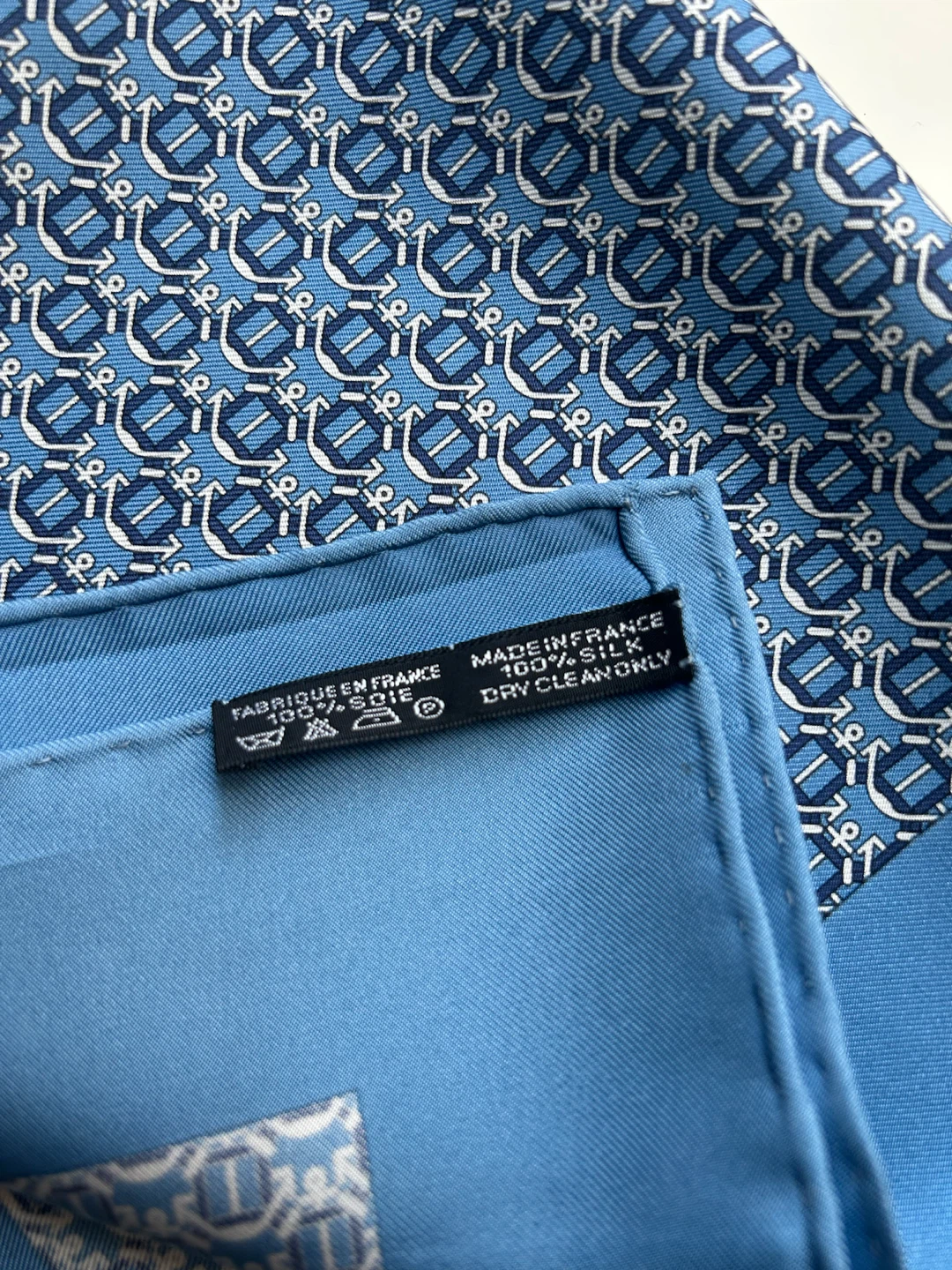 Hermes Paris Silk Scarf Blue Anchor Print - photo 5