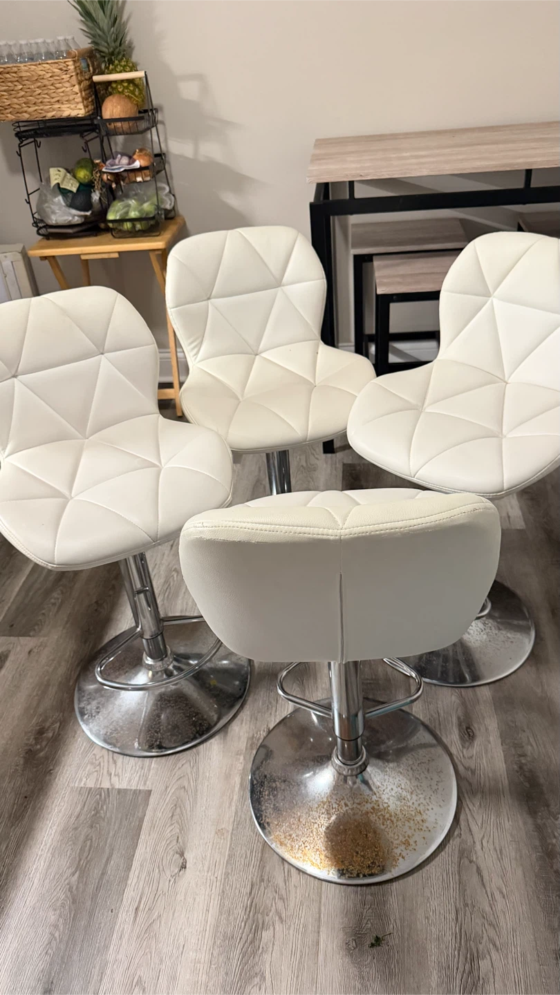 Set of 4 White Adjustable Bar Stools - photo 2