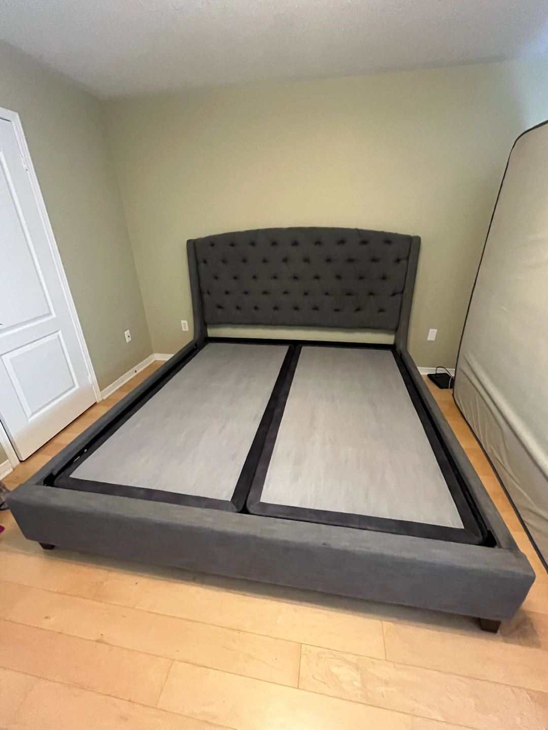 King Size Upholstered Platform Bed Frame – Dark Grey