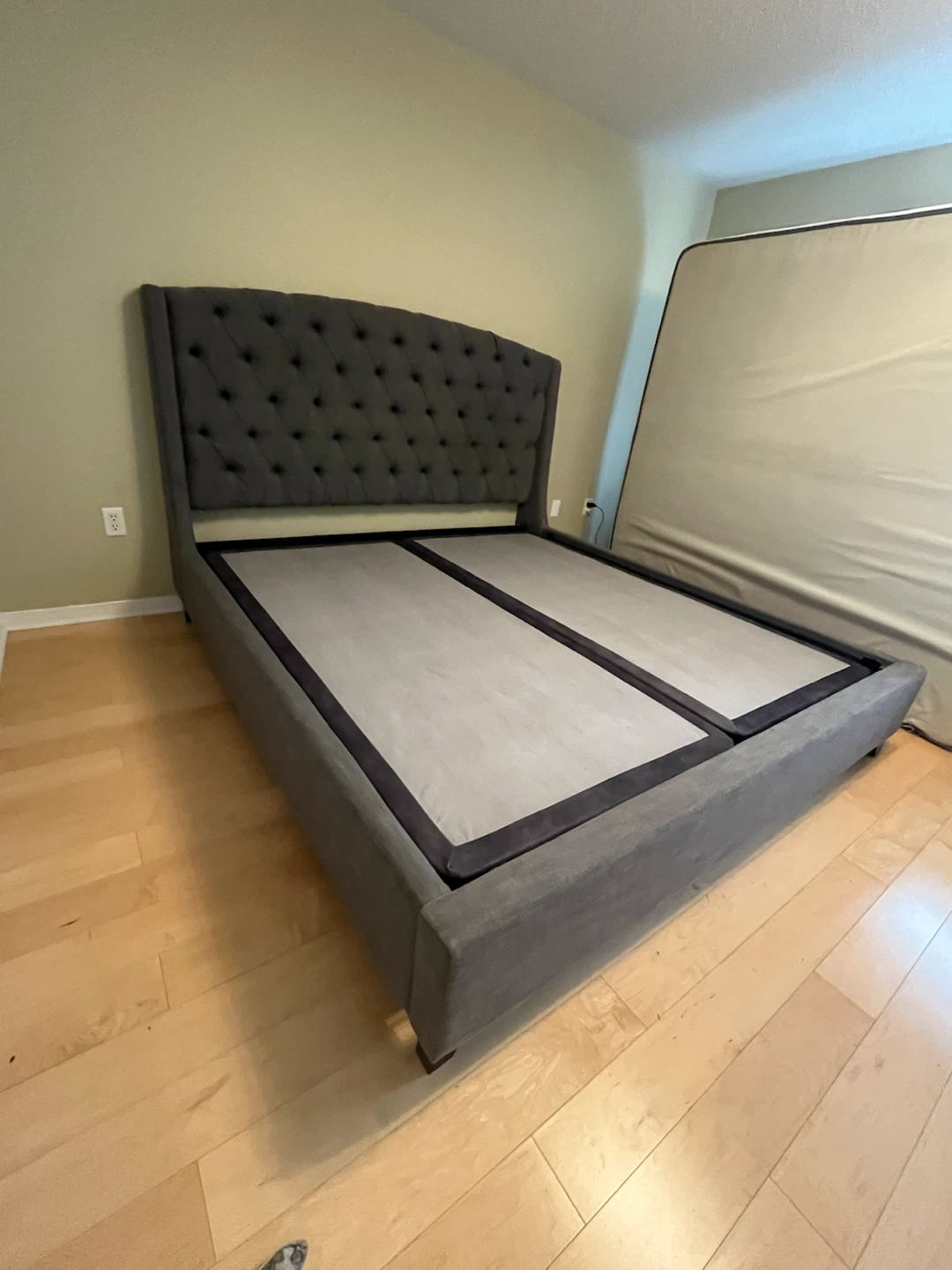 King Size Upholstered Platform Bed Frame – Dark Grey - photo 3