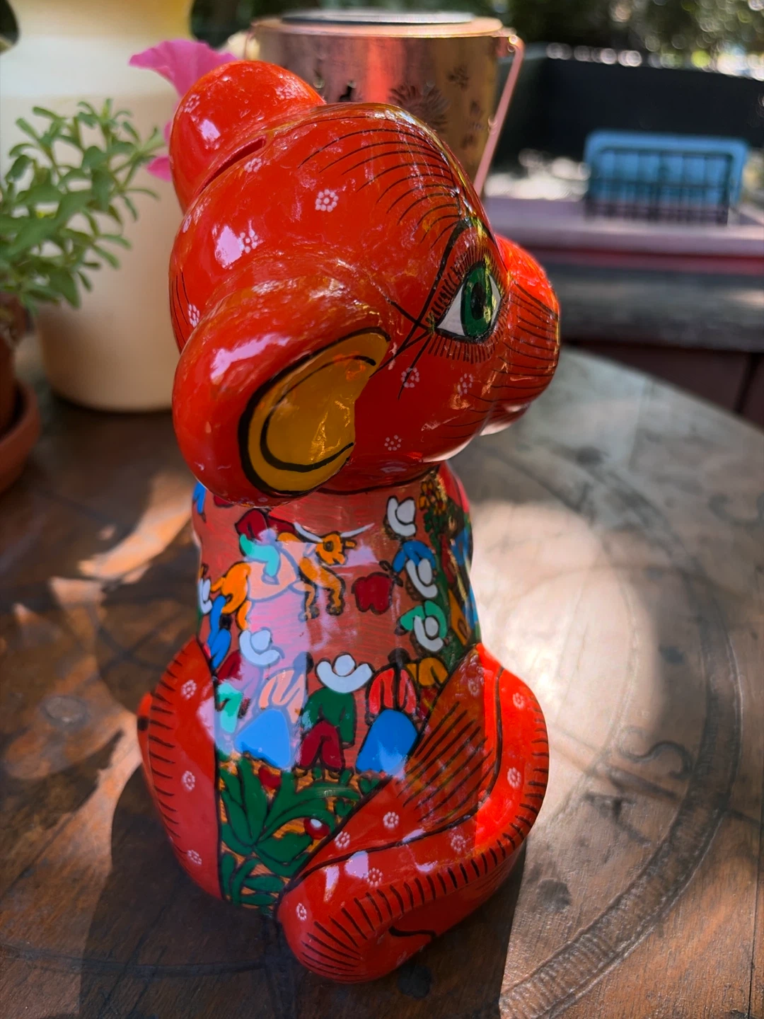 Hand-Painted Mexican Terra Cotta Cat/Lion Bank - photo 4