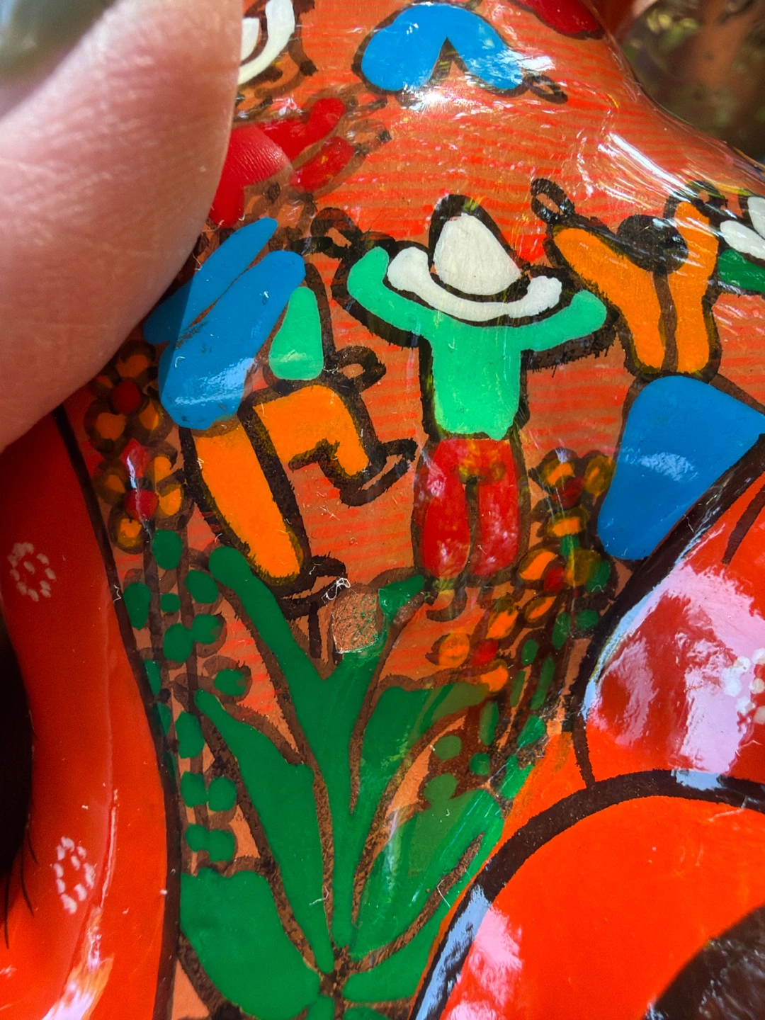 Hand-Painted Mexican Terra Cotta Cat/Lion Bank - photo 5
