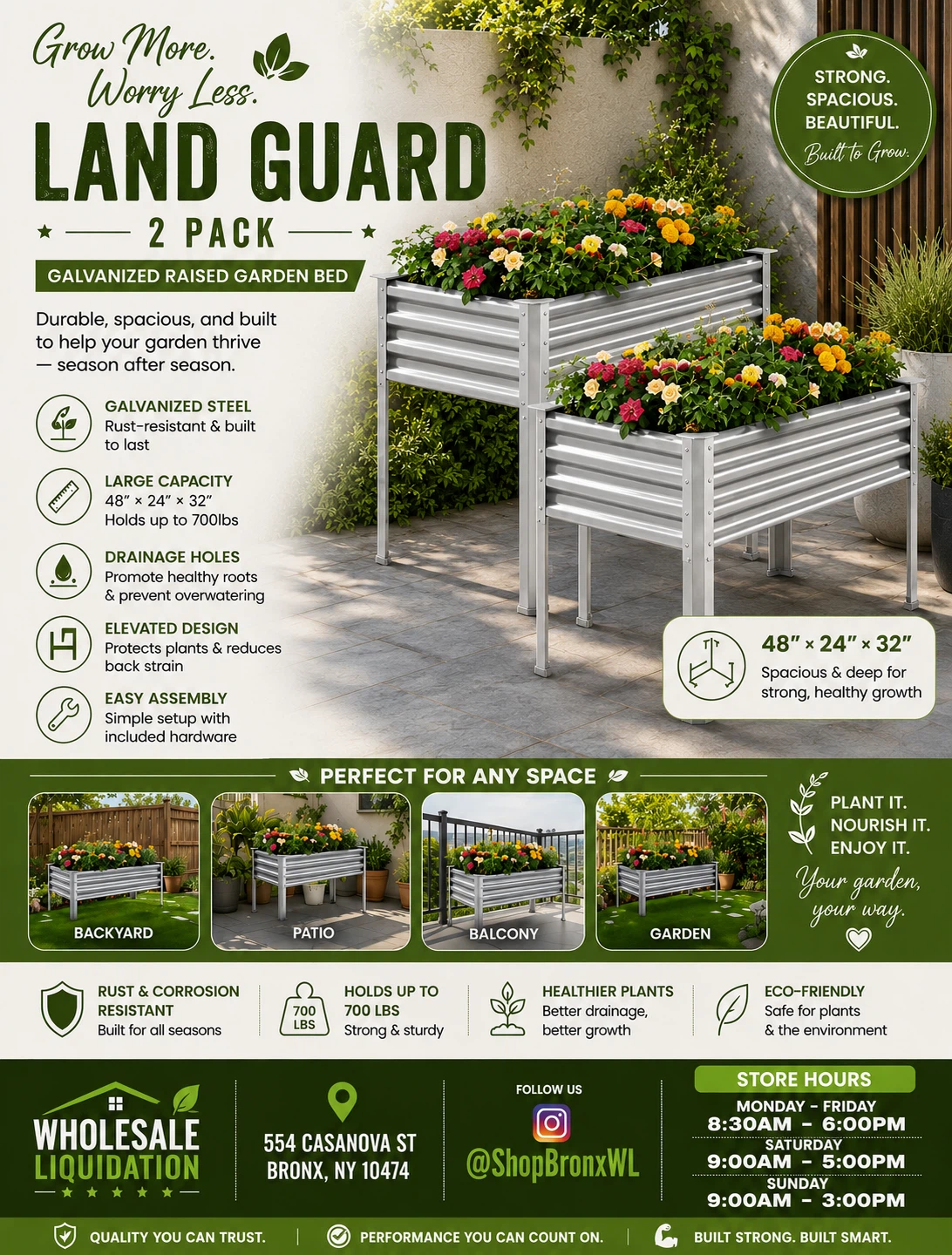 Land Guard Galvanized Raised Garden Bed - 2 Pack