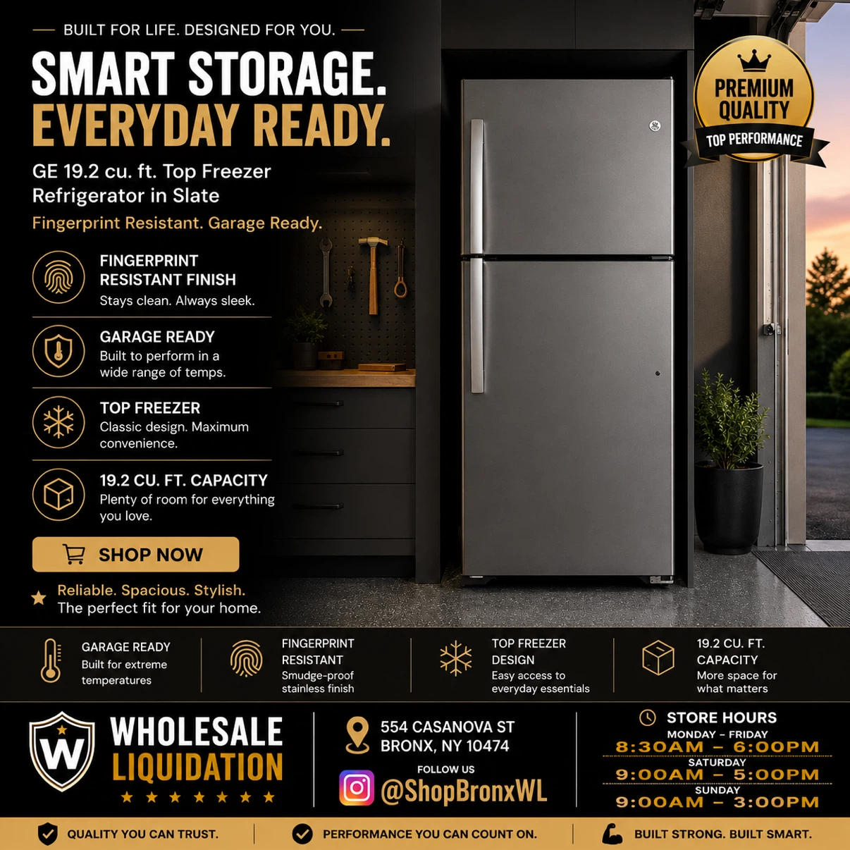 GE 19.2 cu. ft. Top Freezer Refrigerator in Slate