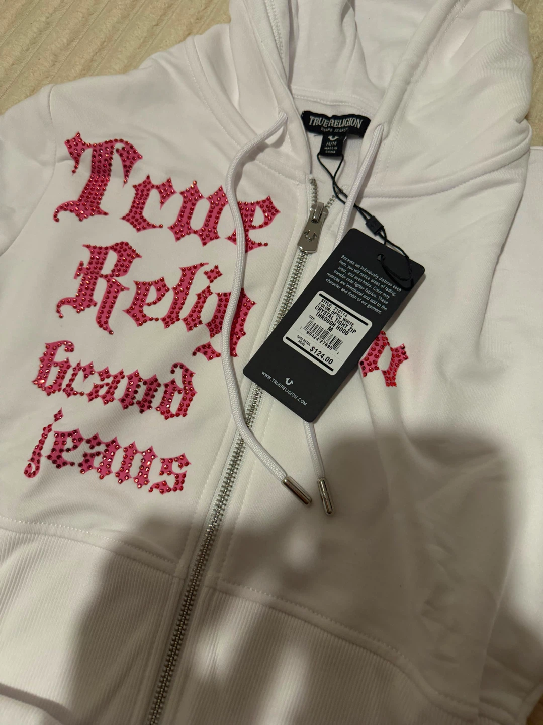 True Religion White Crystal Logo Hoodie & Shorts Set - photo 2