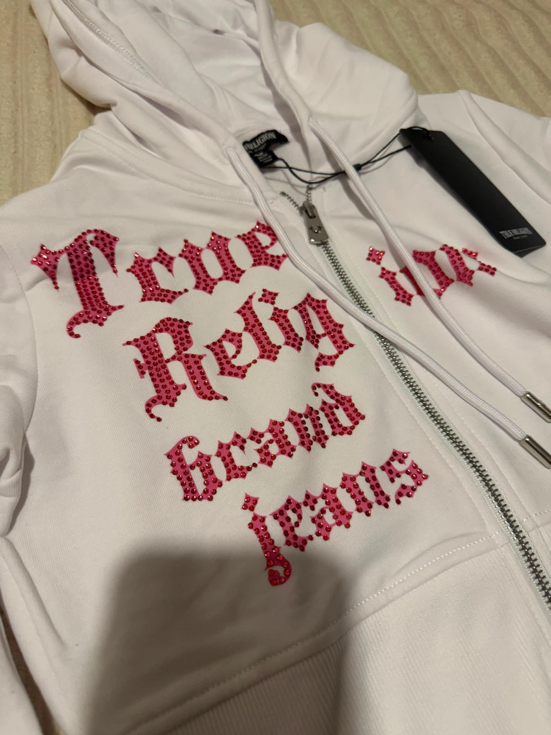 True Religion White Crystal Logo Hoodie & Shorts Set - photo 4