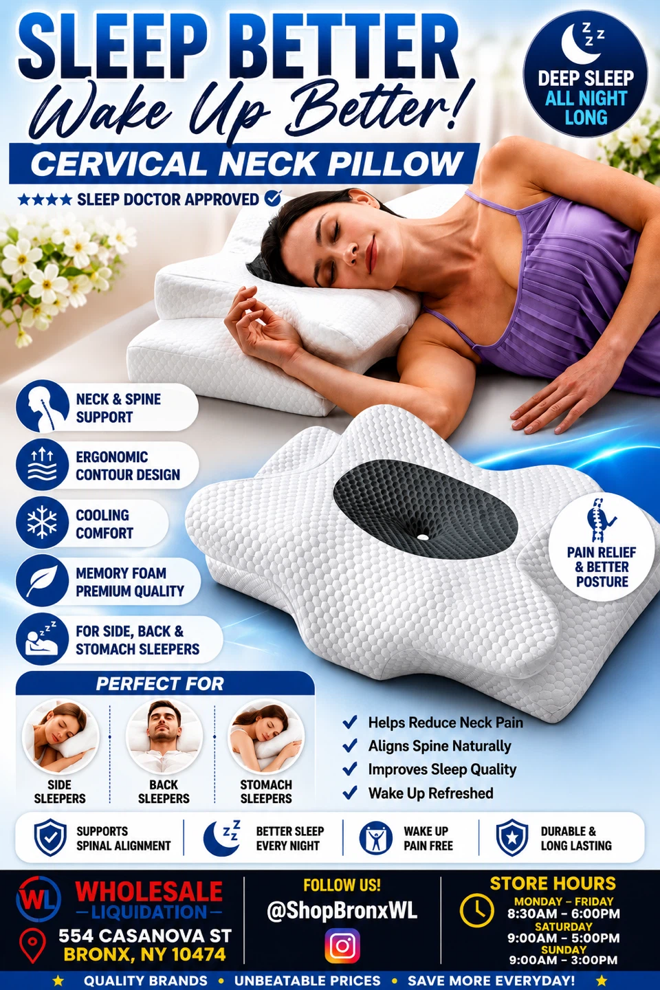 Cervical Neck Pillow for Pain Relief & Better Posture