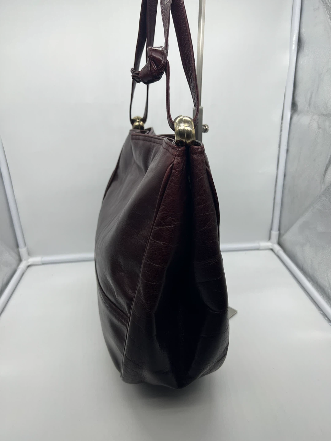 BOTTEGA VENETA VINTAGE Oxblood Smooth Leather Double Straps Hobo - photo 3