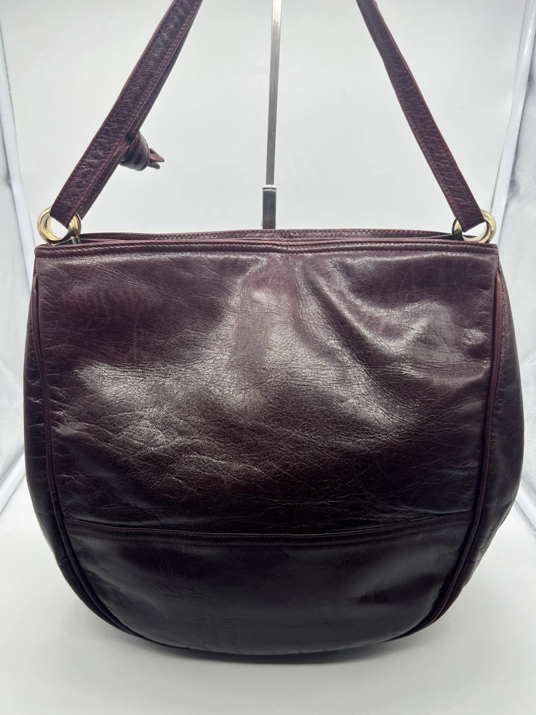 BOTTEGA VENETA VINTAGE Oxblood Smooth Leather Double Straps Hobo - photo 4