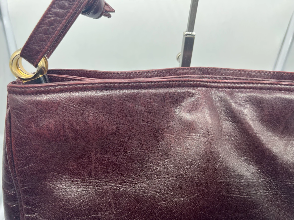 BOTTEGA VENETA VINTAGE Oxblood Smooth Leather Double Straps Hobo - photo 5