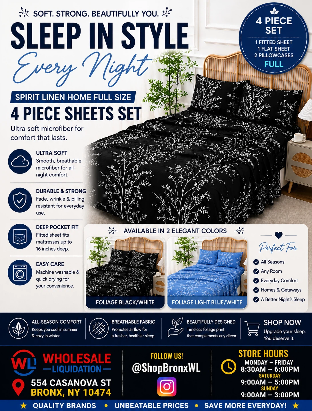 Spirit Linen Home Full Size 4 Piece Sheet Set