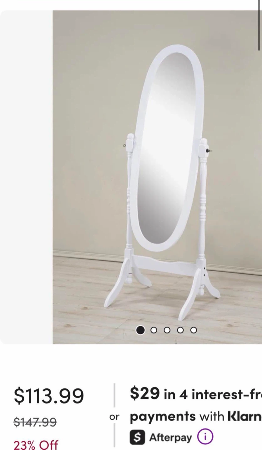 White Oval Standing Mirror - photo 4