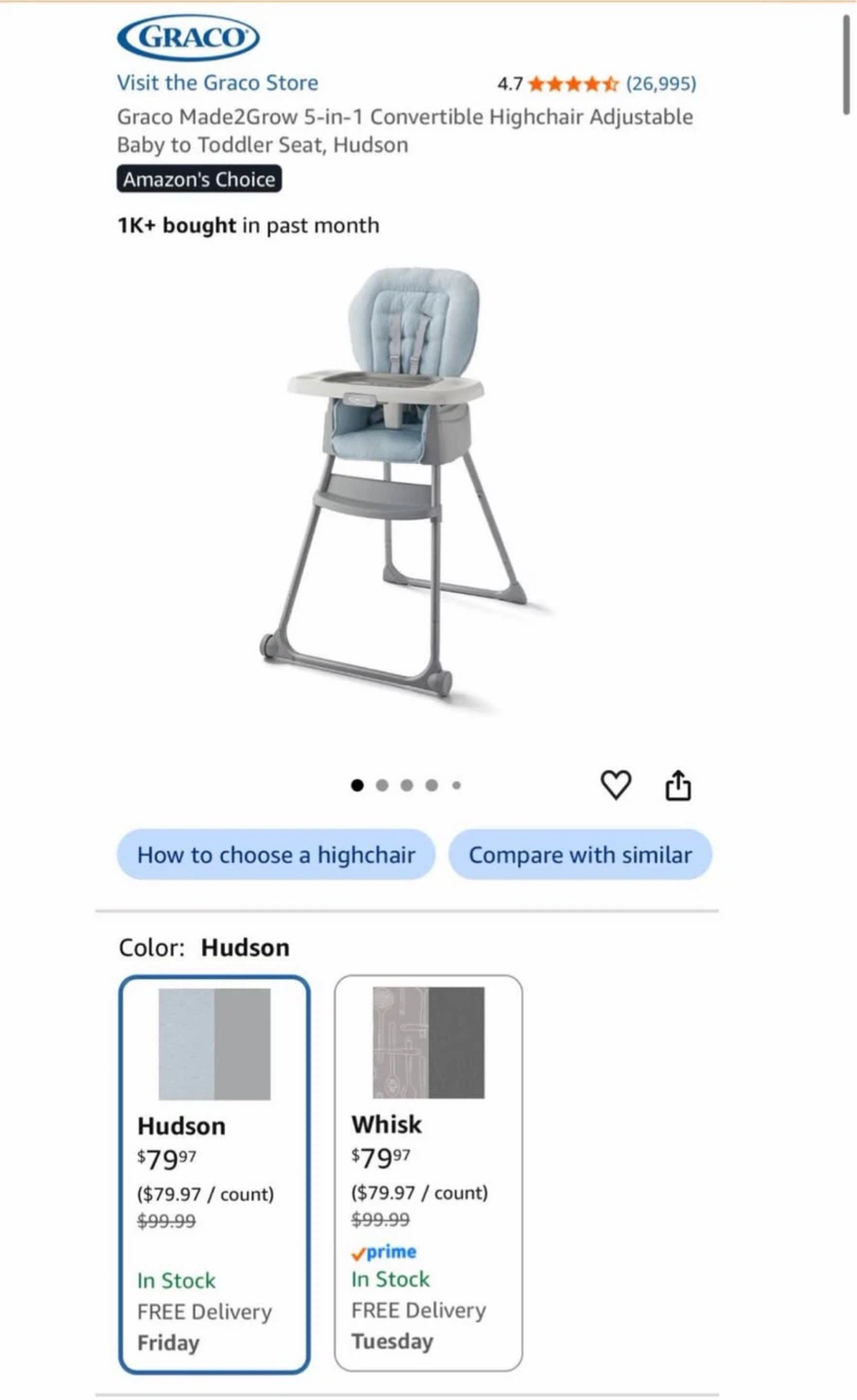 Graco Made2Grow 5-in-1 Convertible Highchair - Hudson