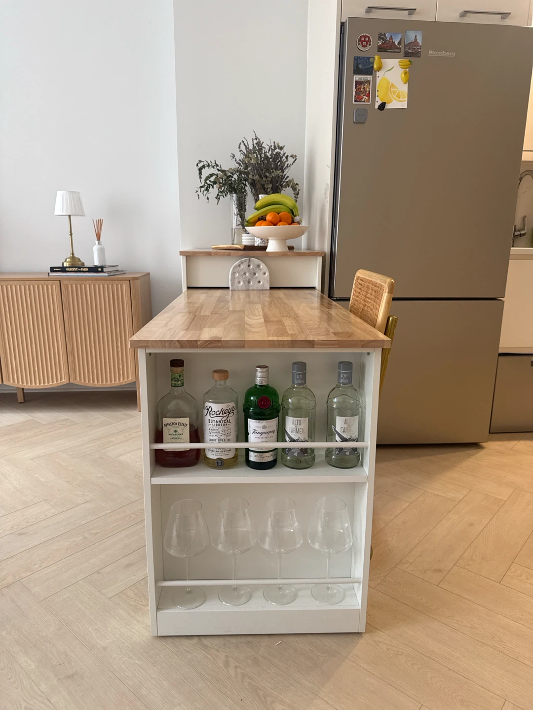 White Kitchen Island with Drop Leaf Extension - photo 2