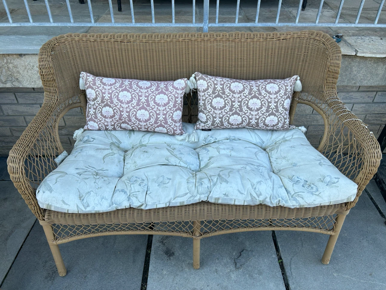 Wicker Loveseat, Chair and Table - photo 3