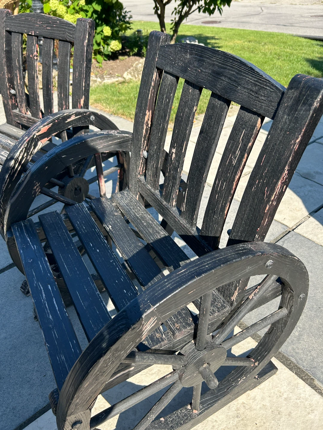 Black Wooden Chairs, Bench and Table with Glass Top - photo 2