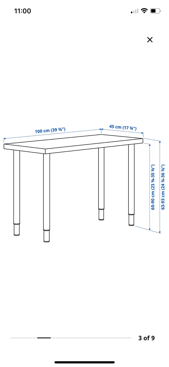 IKEA White Desk adjustable legs