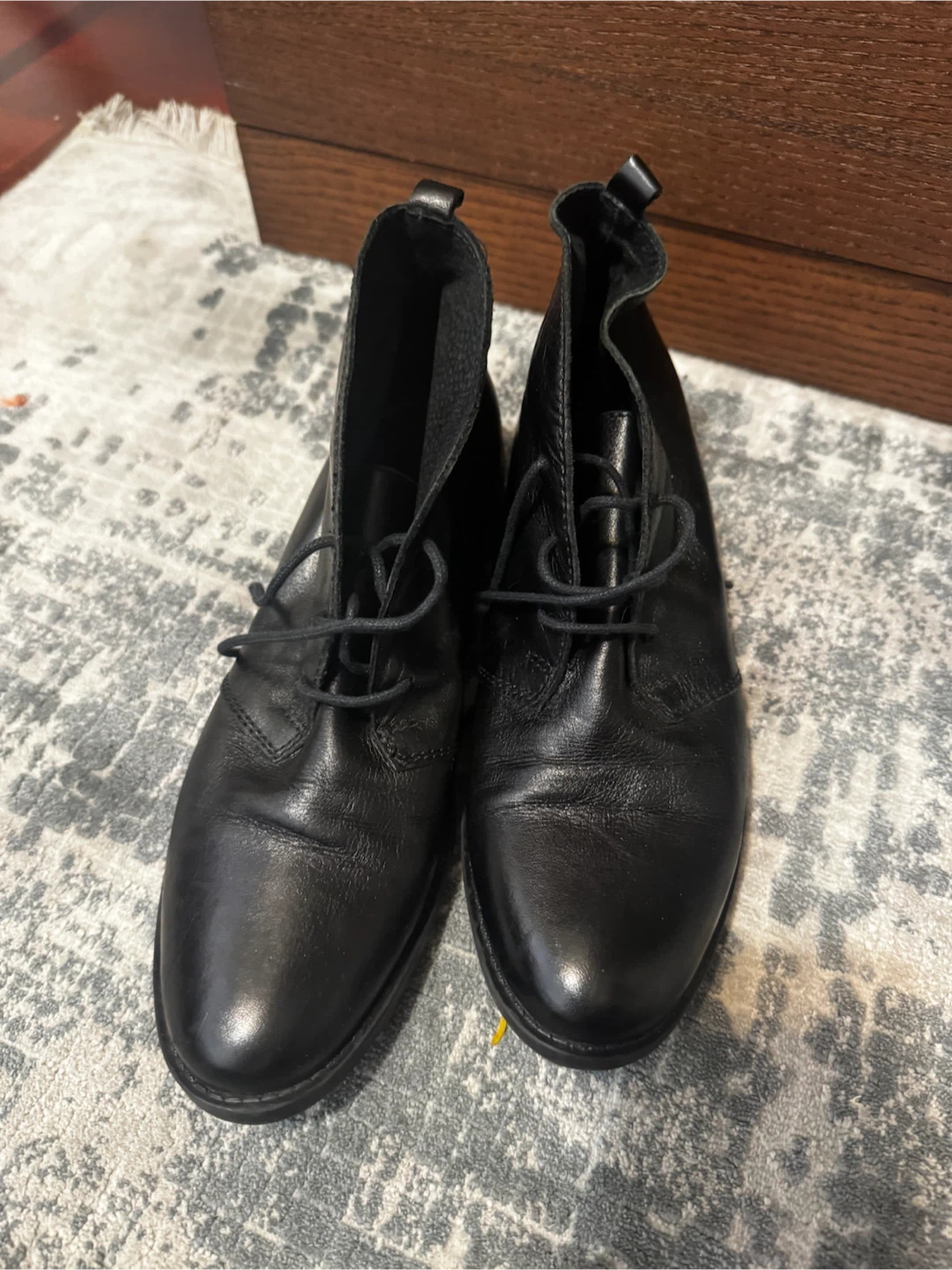 Black Leather Ankle Boots( women)