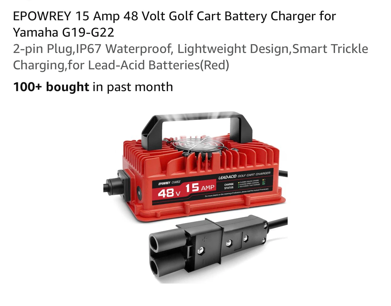 EPOWREY 15 Amp 48 Volt Golf Cart Battery Charger E15