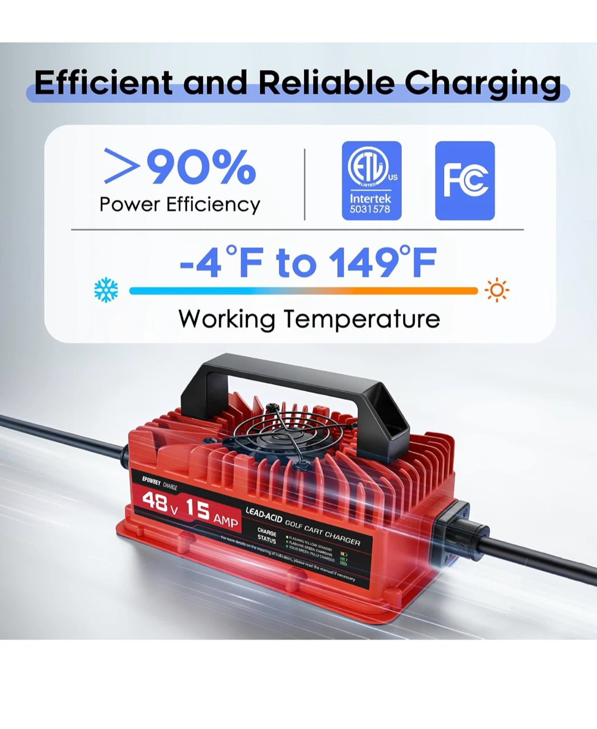 EPOWREY 15 Amp 48 Volt Golf Cart Battery Charger E15 - photo 4