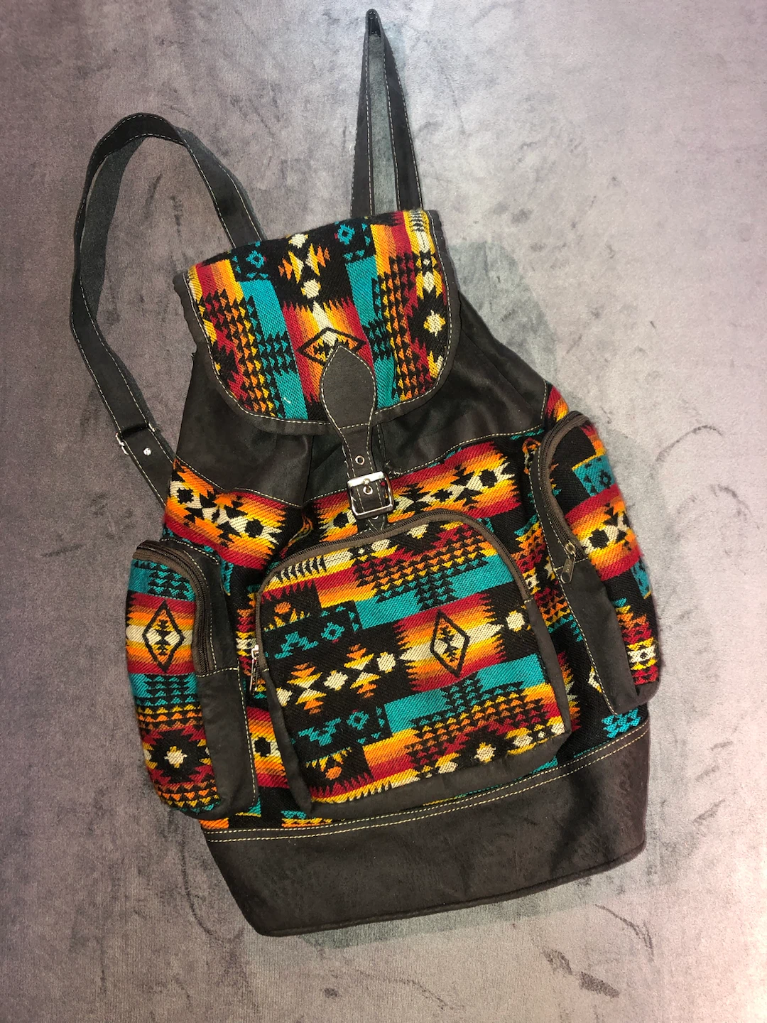Boho Backack with Zipper Side Bags