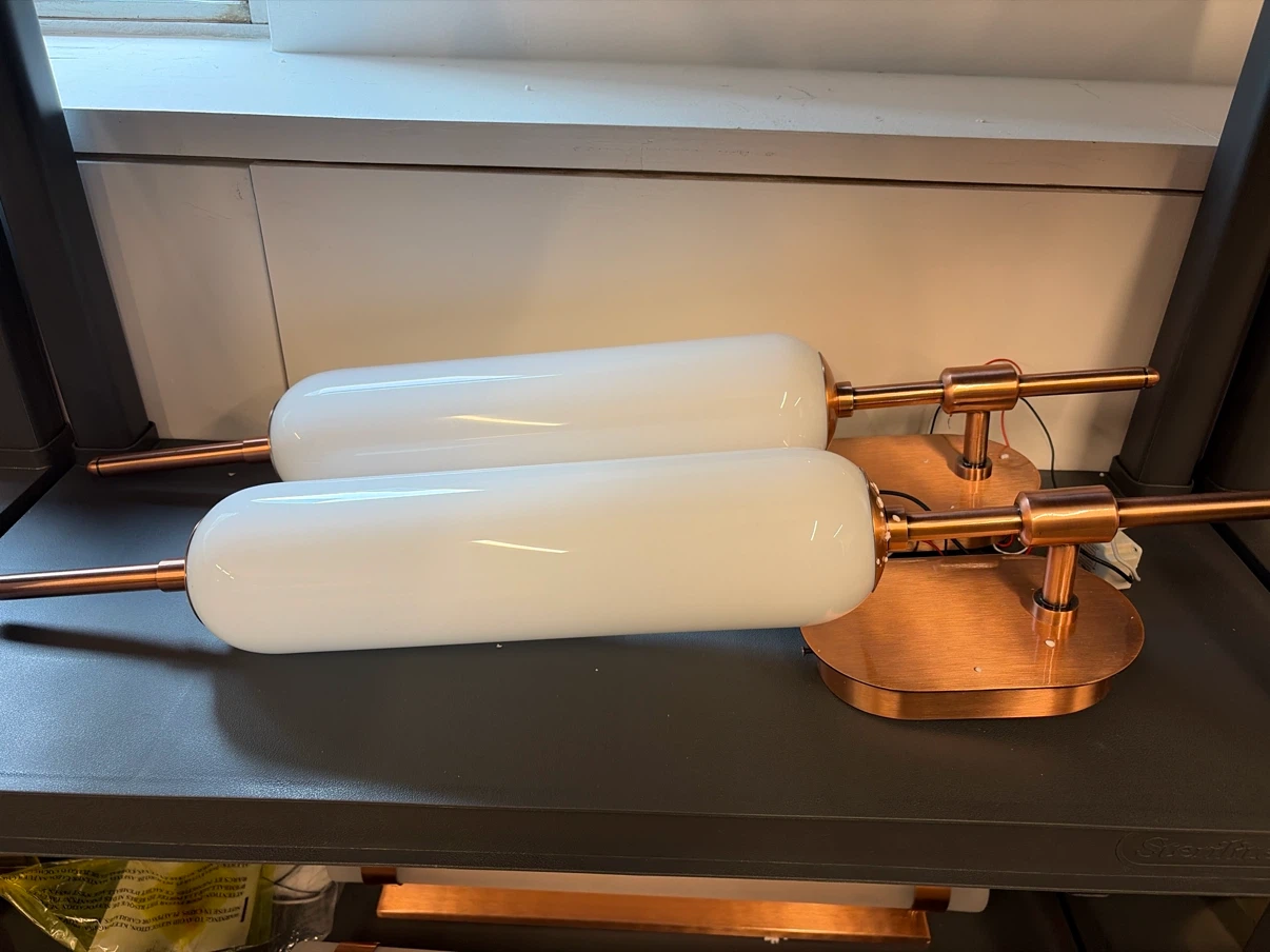 Pair of Copper and White Cylinder Sconces x2
