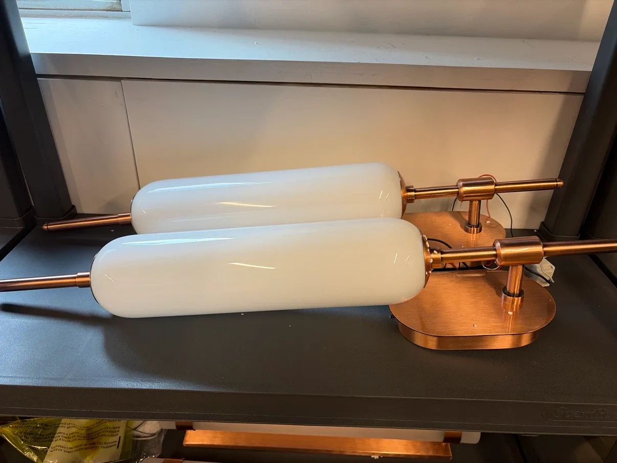 Pair of Copper and White Cylinder Sconces x2