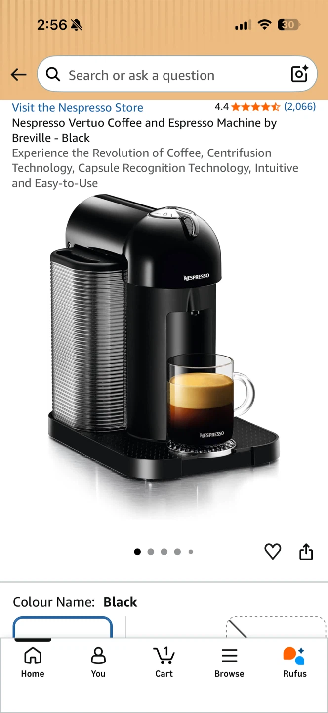 Nespresso Vertuo Coffee and Espresso Machine by Breville - Black