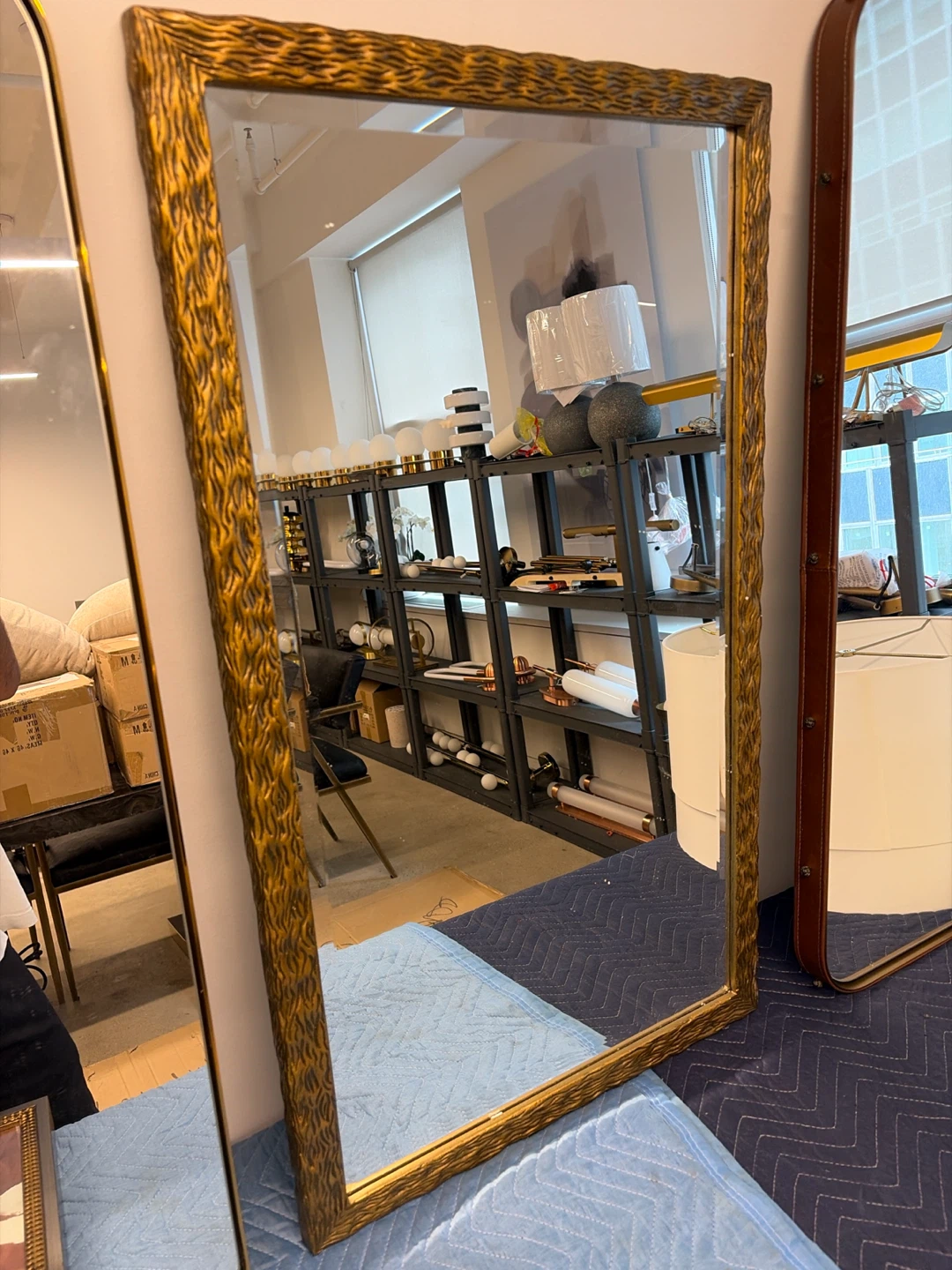 Gold Textured Frame Mirror